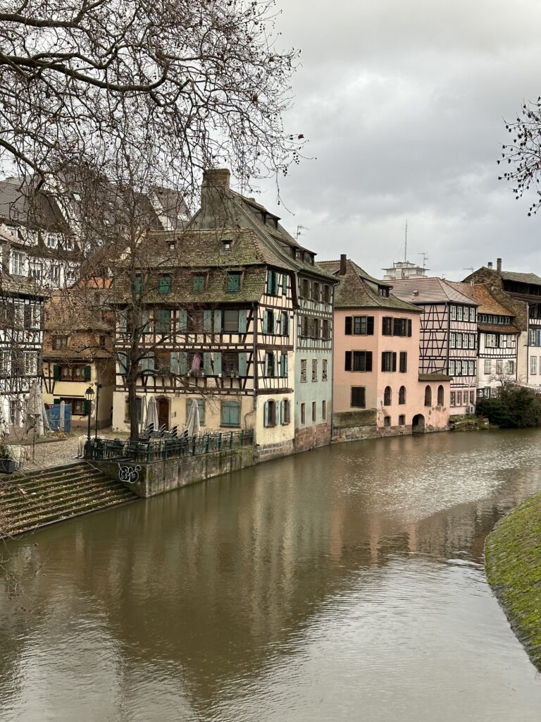 Half-timbered houses along a canal in Petite France, Strasbourg
