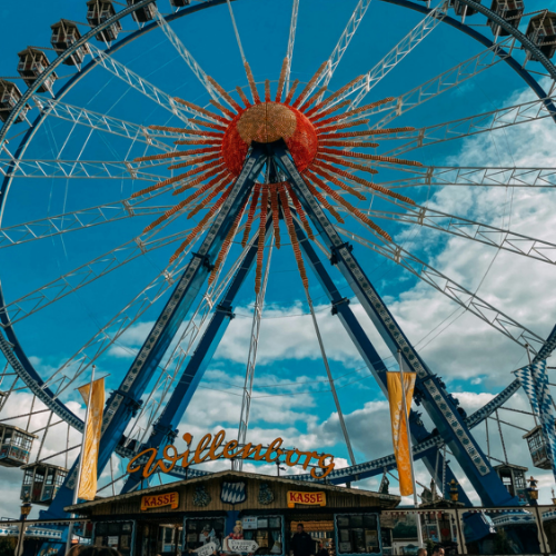 Vintage Ferris wheel at Oide Wiesn during Oktoberfest in Munich