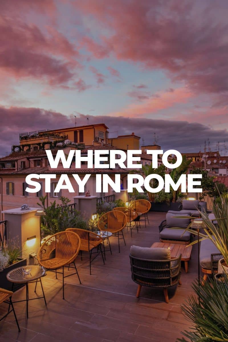 Rome skyline and the Colosseum, where to stay in Rome Italy