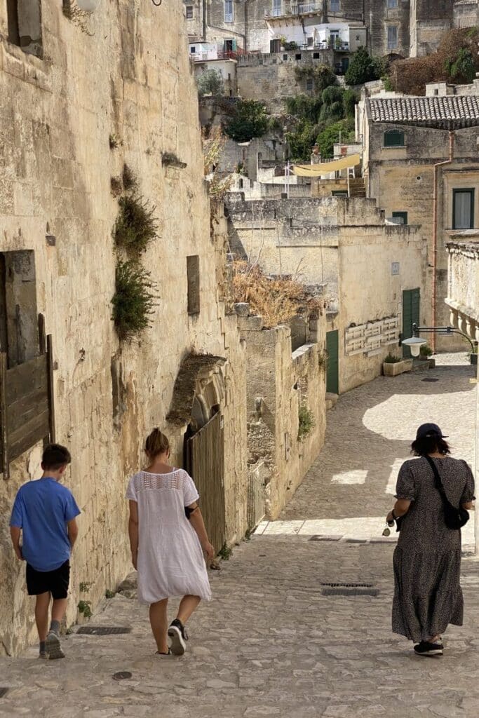 where to stay in Matera Sasso Barisano limestone streets