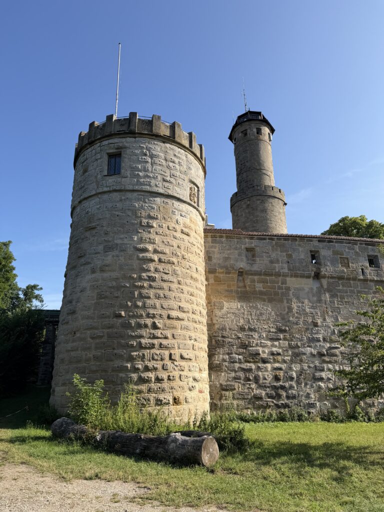 Stone tower and walls of Altenburg Castle above Bamberg