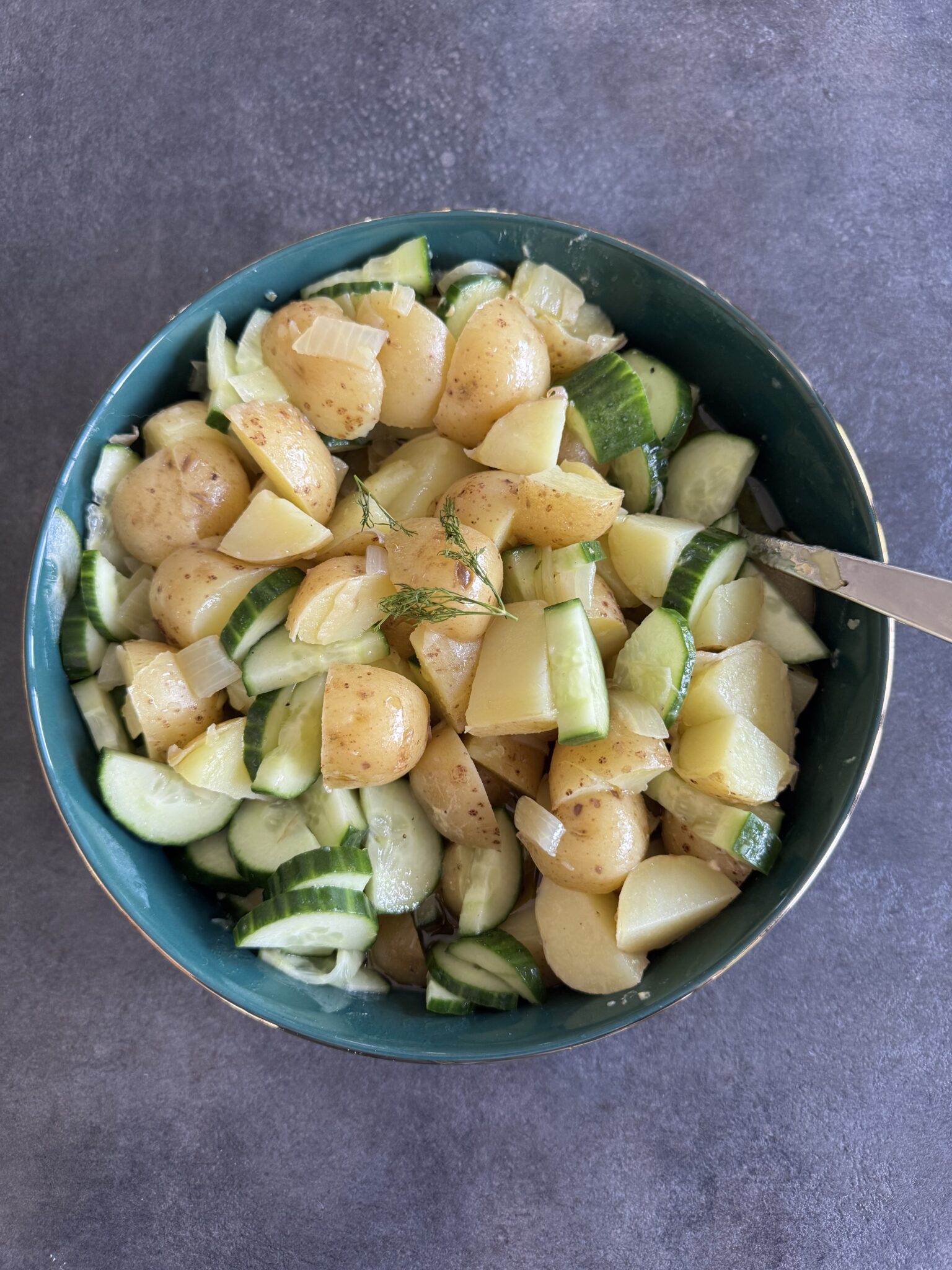 German potato salad with cucumber and vinaigrette dressing