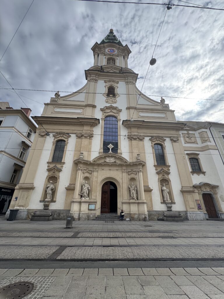 Exterior of the Franciscan Church in Graz Old Town, Austria