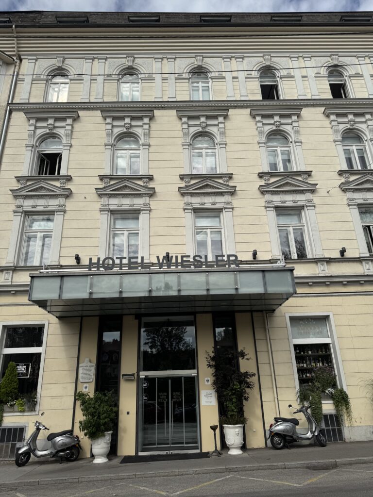 Front entrance of Grand Hotel Wiesler in Graz, Austria