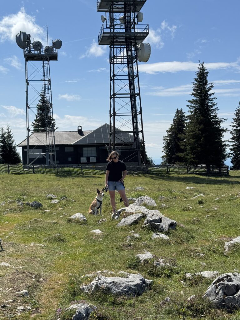 Schöckl summit near Graz with Rex enjoying the mountain views