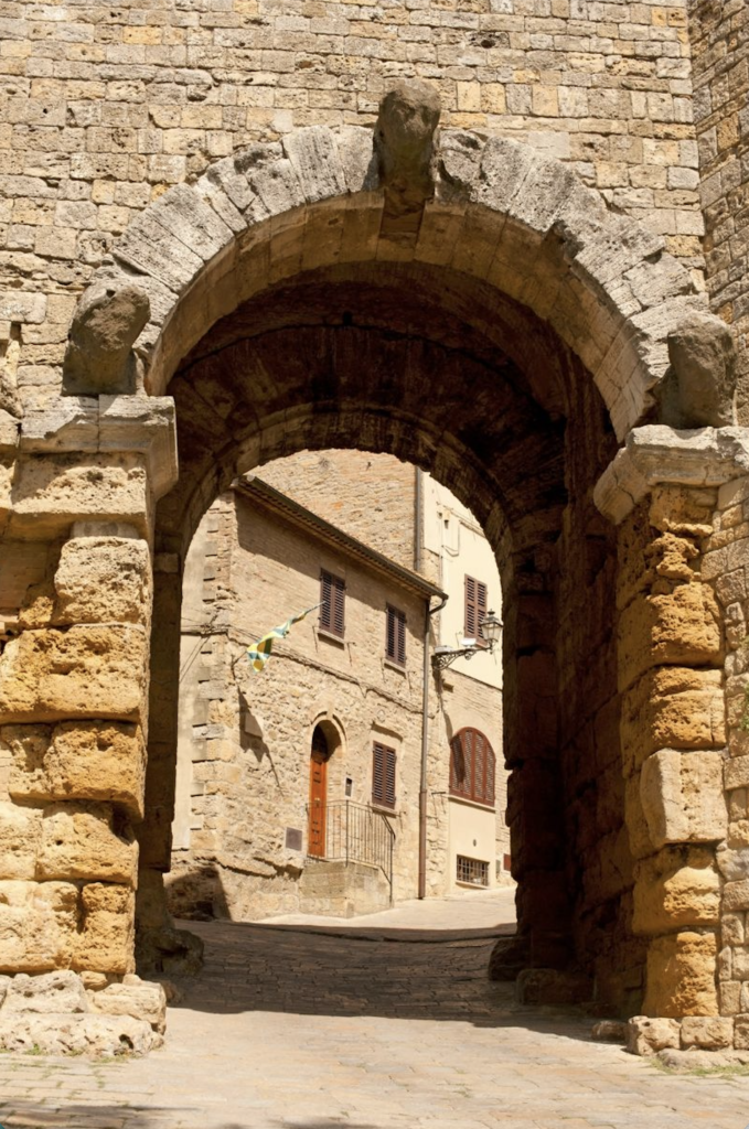Ancient Porta all'Arco gateway in Volterra Tuscany