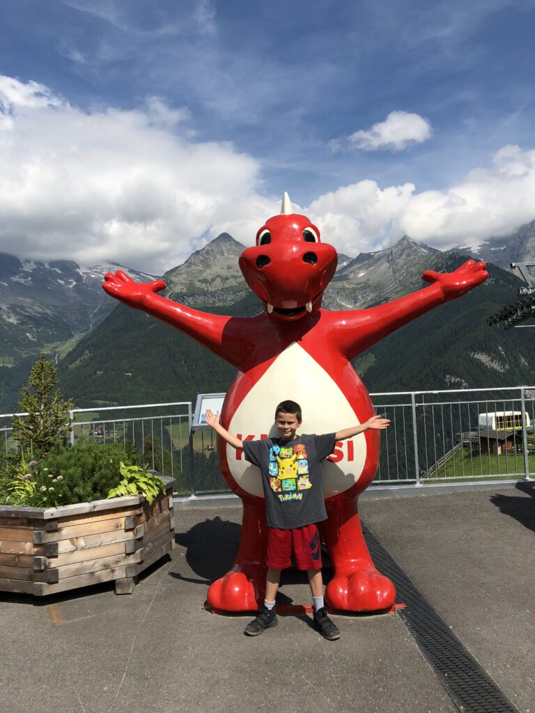 Life-size dinosaur at Klausberg Family Park in the Ahrntal mountains