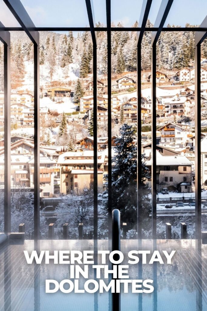 Winter view of Ortisei from Hotel Gardena Grödnerhof in the Dolomites