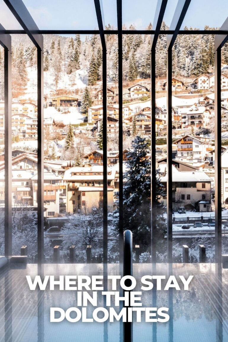 Winter view of Ortisei from Hotel Gardena Grödnerhof in the Dolomites