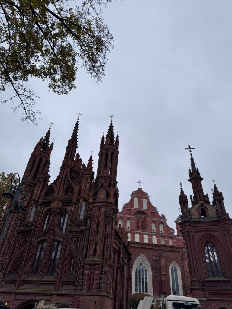 Gothic red-brick architecture of St Anne's Church and the Bernardine Church complex in Vilnius Old Town