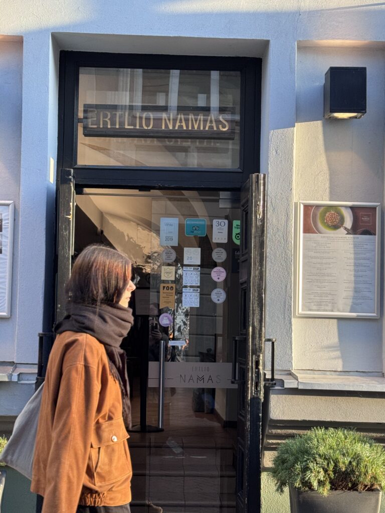 Entrance to Ertlio Namas restaurant on Šv. Jono Street in Vilnius Old Town